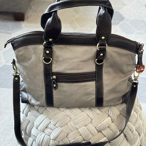 Barr+ Barr NY, Gently used, Gray and Black overnight leather bag.